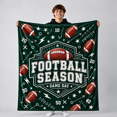 Football Season Game Day Blanket: Football Field Design for Fans