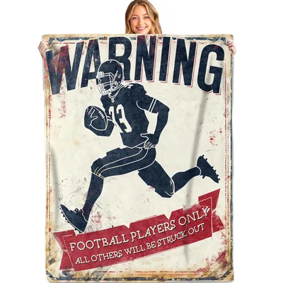 Warning Football Players Only Blanket: Vintage Runner Design
