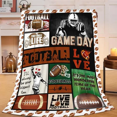 Football Life Game Day Collage Blanket for Season Fans