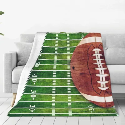 Football Field with Ball Blanket: Vintage Football Design