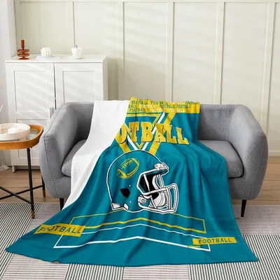 Teal Football Helmet Pattern Blanket