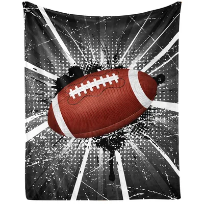 Football Starburst on Black Blanket: Dynamic American Football Design