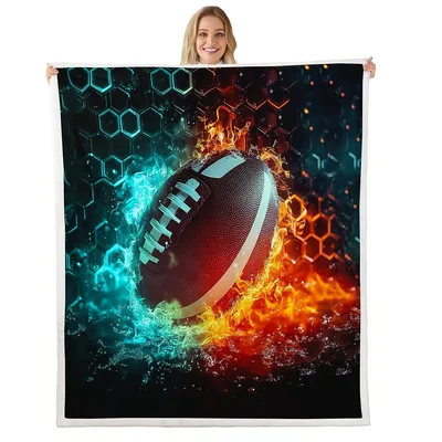 Football Ice and Fire Blanket: Hexagon Pattern with Neon Elements