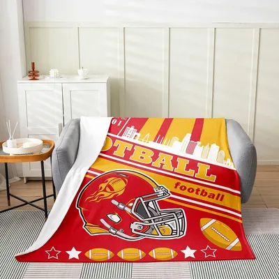 Football Helmet Red Design Blanket: Bold Football Art for Fans