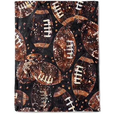 Sparkling Footballs Seamless Pattern Blanket for Game Day Fans