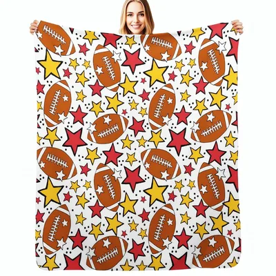 American Football and Stars Blanket: Bold Pattern for Game Day