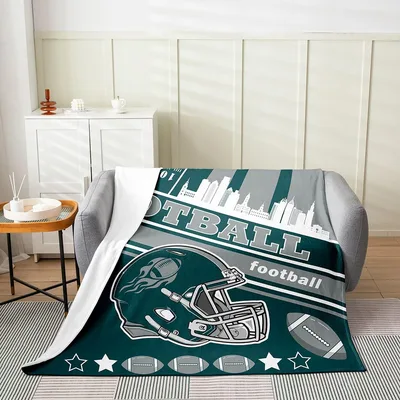 Football Helmet Skyline Blanket: Urban Football Design for Fans