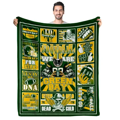 Football Fan Collage Green Blanket: A Green Bay Tribute Design