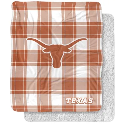 Horned Bull Head Plaid Blanket: Burnt Orange Longhorn Design for Fans