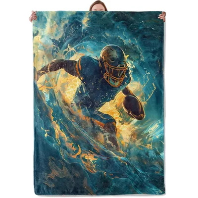 Football Player in Motion Blanket: Dynamic Artistic Design for Fans