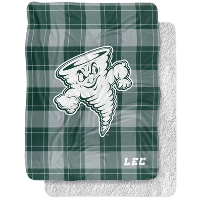 Tornado Mascot Green Plaid Blanket featuring the LEC tornado character