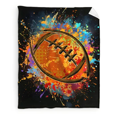 Football Splatter Paint Art Blanket: Vibrant Football Design