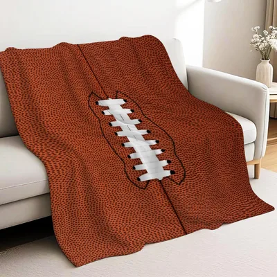 Brown Football Laces Pattern Blanket: Game Ball Design for Fans