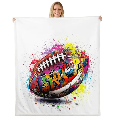 Colorful Paint Splash Football Blanket: Graffiti Art Design