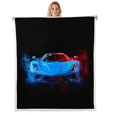 Sports Car Blanket: Blue Race Car Art for Speed Lovers