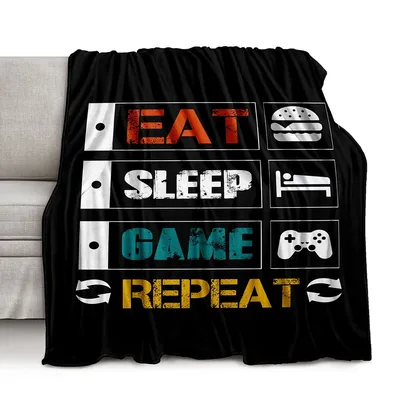 Eat Sleep Game Repeat Blanket for Video Game Lovers