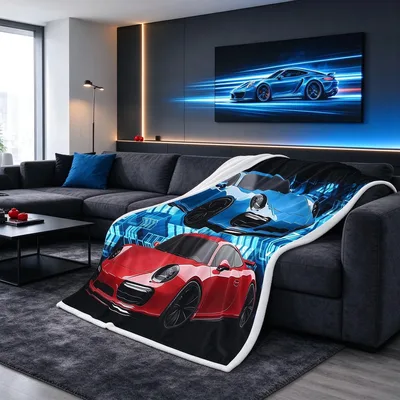 Sports Car Lover Blanket: Racing Art for Your Sofa