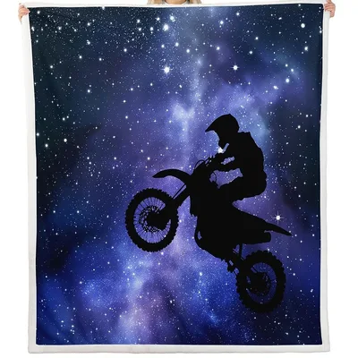 Dirt Bike Motocross Blanket: Galaxy Rider Silhouette Throw