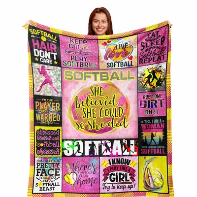 Softball Girl Blanket: She Believed She Could So She Did Design