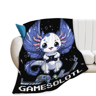 Axolotl Gamer Video Games Blanket: Pixel Art Gaming Design