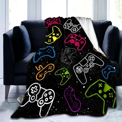 Video Game Controllers Pattern Blanket: Neon Controller Art for Gamers