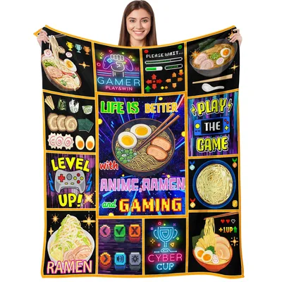 Anime Ramen Gaming Blanket: Life is Better with Anime Ramen