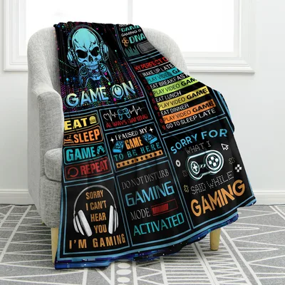 Gamer Teen Boy Blanket: Game On and Gaming Mode Activated Design