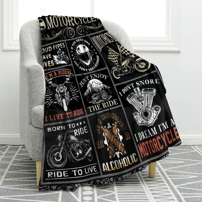 Motorcycle Riders Biker Blanket features vintage motorcycle