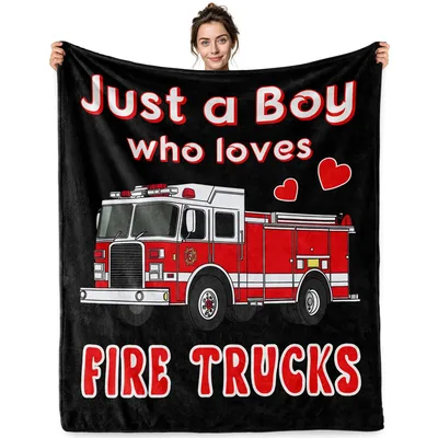 Fire Truck Boy Blanket: Just a Boy Who Loves Fire Trucks Design