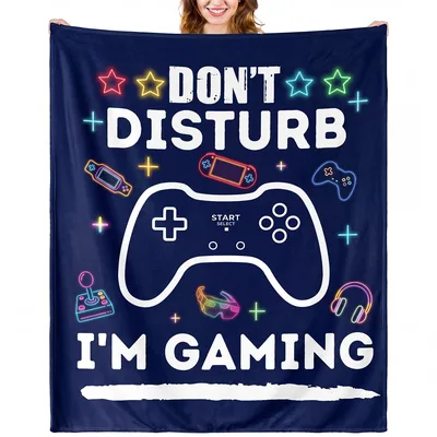 Don't Disturb I'm Gaming Blanket with Neon Controller Art
