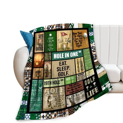 Golf Lover Vintage Signs Blanket: Retro Golf Collage Design