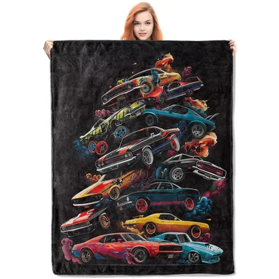 Muscle Cars Print Blanket: Vintage Sports Car Art for Enthusiasts