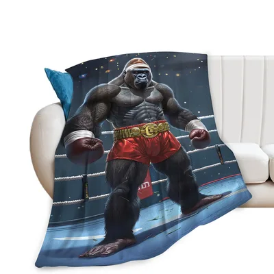 Gorilla Boxing Boxing Fan Blanket: Primate Champion in the Ring