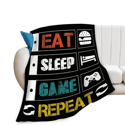 Gamer Eat Sleep Game Blanket for the Daily Loop of Gaming