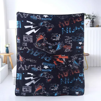 Gaming Controller Pattern Blanket: Pixel Art and Fire Design