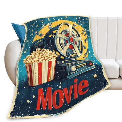 Vintage Movie Projector Popcorn Blanket for Cinema Lovers