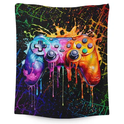 Gaming Controller Blanket: Rainbow Dripping Gamepad Design for Gamers