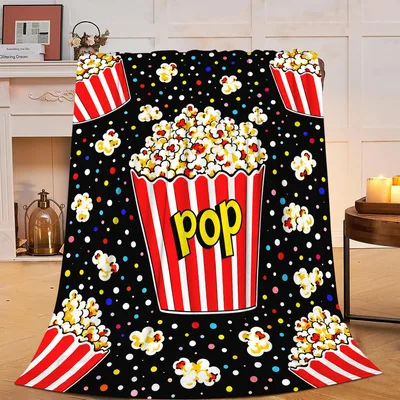 Popcorn Buckets Movie Night Blanket: Pop Print for Cinema Lovers