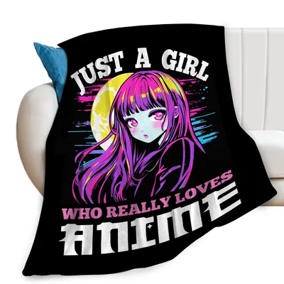 Anime Girl Pink Hair Blanket: Just a Girl Who Really Loves Anime