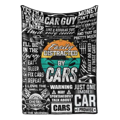 Easily Distracted by Cars Blanket featuring vintage retro typography