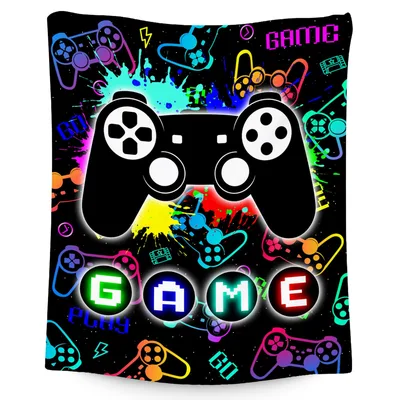 Video Game Controllers Gamer Blanket Neon Controller Design