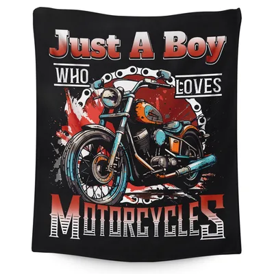 Motorcycle Boy Blanket: Just A Boy Who Loves Motorcycles Design
