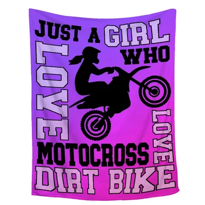 Motocross Girl Dirt Bike Blanket featuring a rider silhouette