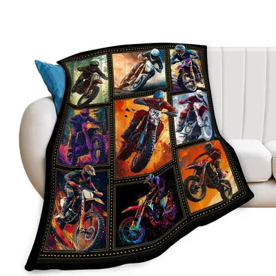 Dirt Bike Racers Collage Blanket: Motocross Art for Track Lovers