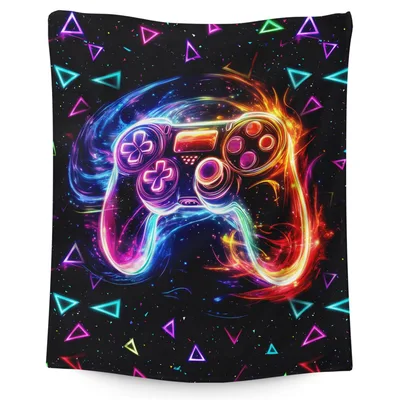 Gamer Controller Neon Blanket: Glowing Controller Art for Gamers