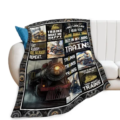 Trains Railroad Lover Blanket: Model Railroader Collage Design