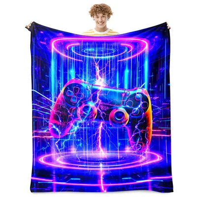 Neon Gaming Controller Lightning Blanket for Gamer Boys