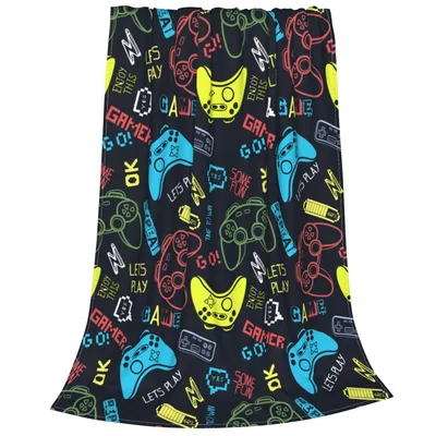 Neon Gamer Controllers Blanket for Your Gaming Setup