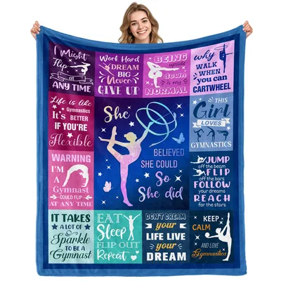 Gymnastics Girl Quotes Blanket Celebrating Flexibility and Dreams