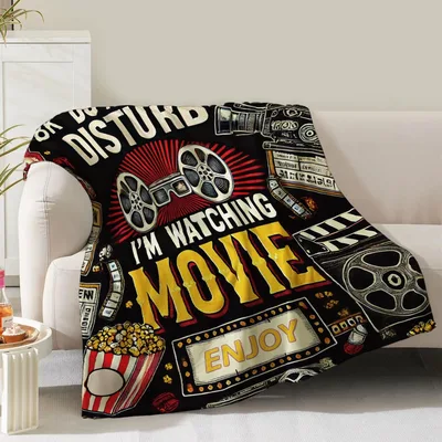 Movie Night Cinema Popcorn Blanket featuring I'm Watching Movie text